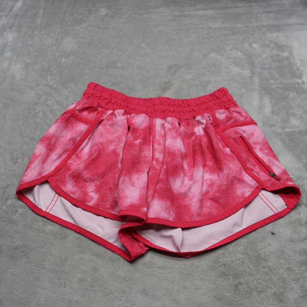 Lululemon Shorts Womens 6 Pink Tie Dye Tracker‎ IV Liner Elastic Waist Running